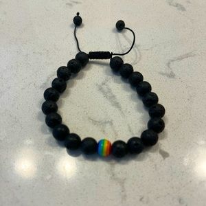 Pride lava stone adjustable bracelet.